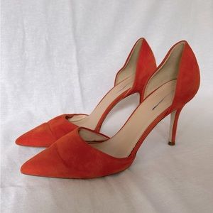 J. Crew Elsie Suede D’Orsay Pumps. Orange. Size 6.